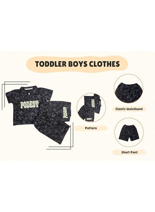 MINIIMODZ MINII MODZ Podest Print Black Short Pant & Half Sleeve T-Shirt Set for Boys | Casual & Festive Wear - Image 4